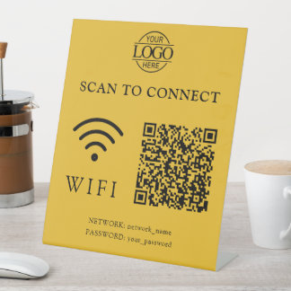 Modern Wifi Password & Network | QR Code Logo Pedestal Sign