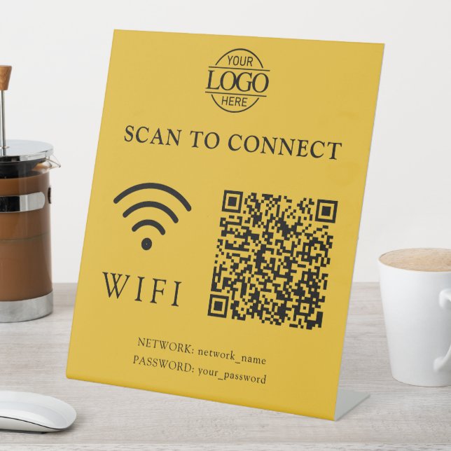 Modern Wifi Password & Network | QR Code Logo Pedestal Sign (In SItu)
