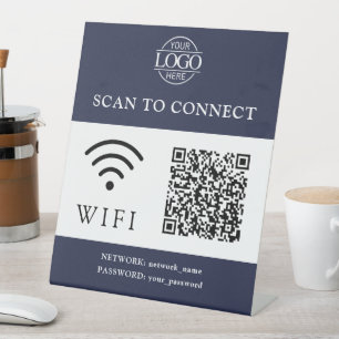 Modern Wifi Password & Network   QR Code Logo Pedestal Sign