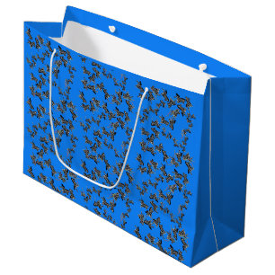 Modern wild blue zebra large gift bag