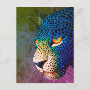 Modern Wild Cat Portrait with Red Eyes Postcard