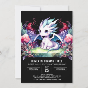 Modern Wild Dragon Birthday Invitation
