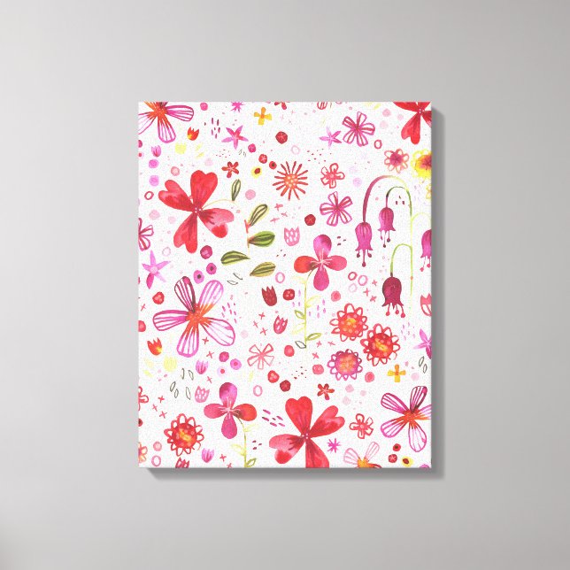 Modern Wild Flower Watercolor Canvas Print (Front)