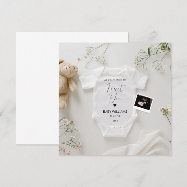 Modern Wild Flowers Pregnancy Announcement (Front/Back)