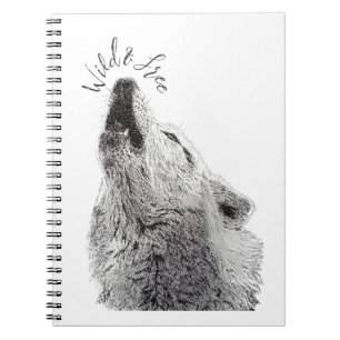 Modern Wild & Free Script Howling Wolf Fine Art Notebook