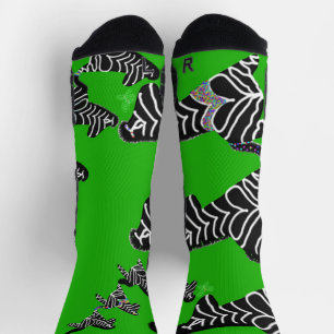 Modern wild green zebra socks
