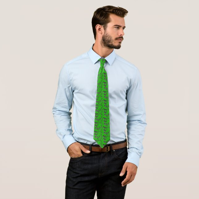 Modern wild green zebra tie (In Situ)