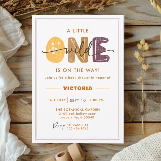 Modern Wild One Baby Shower Photo Invitation (Creator Uploaded)