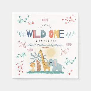 Modern Wild One Safari Animals Boy Baby Shower Napkin