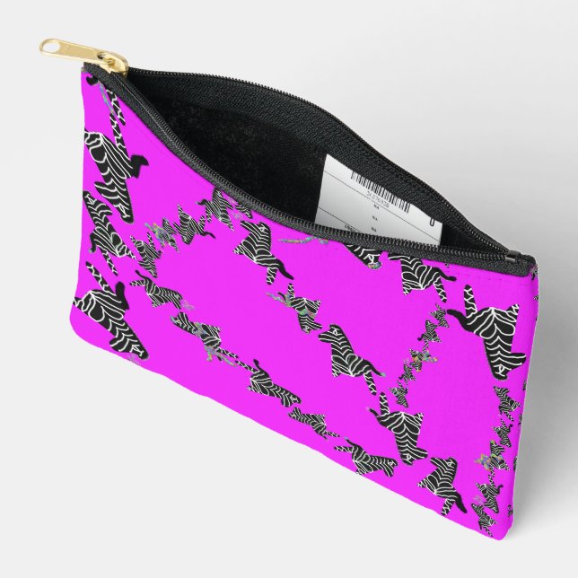 Modern wild purple zebra accessory pouch (Open)