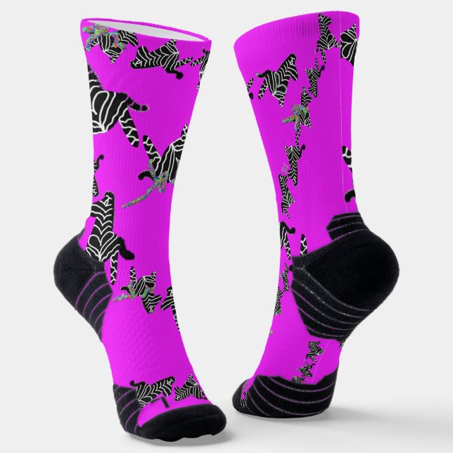 Modern wild purple zebra socks (Angled)