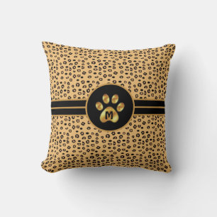 Modern Wild Tiger Pattern & Paw Throw Pillow
