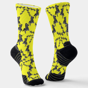 Modern wild yellow zebra socks