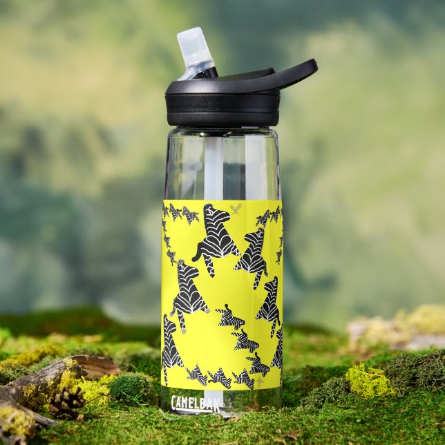 Modern wild yellow zebra water bottle (Outdoor (Rotated))