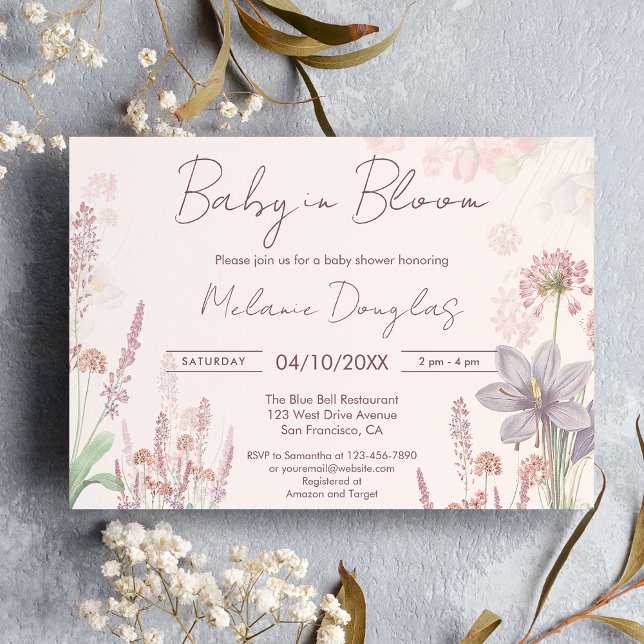 Modern Wildflower Baby in Bloom Baby Shower Invitation (Creator Uploaded)