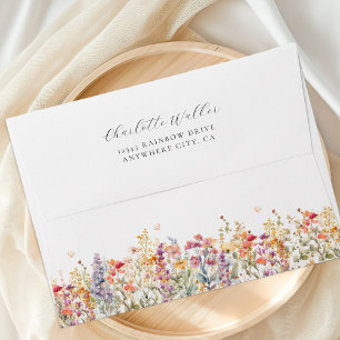 Modern, Wildflower Baby Shower Envelope