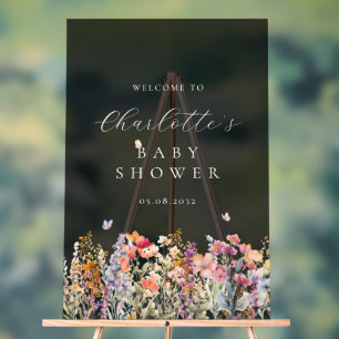 Modern, wildflower Baby Shower Welcome  Acrylic Sign