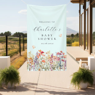 Modern, wildflower baby shower welcome banner