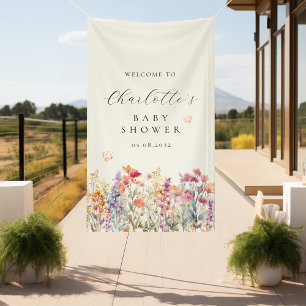 Modern, wildflower baby shower welcome banner