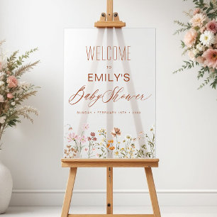 Modern Wildflower Baby Shower Welcome Sign