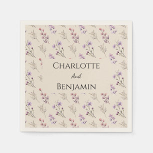 Modern Wildflower Beige Wedding Napkin