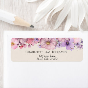 Modern Wildflower Beige Wedding Return Address