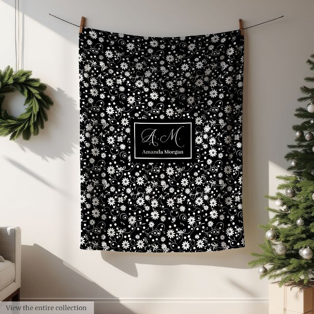 Modern Wildflower Blanket Custom Monochrome Style (Modern Wildflower Blanket Custom Monochrome Style)