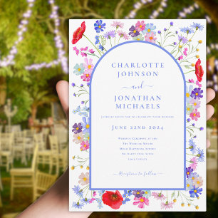 Modern Wildflower Bllue Arch Invitation