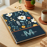 Modern Wildflower Boho Cottagecore Office Planner<br><div class="desc">Organize your schedule with a touch of charm using this botanical daily planner. This design features a vibrant mix of stylized wildflowers and leafy stems rendered in a deep navy, mustard yellow, and teal palette. It is a thoughtful way to celebrate a special milestone or a practical gift for a...</div>