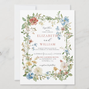 Modern Wildflower Boho Watercolor Wedding Invitation