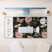 Modern Wildflower Botanical Black Floral Monogram