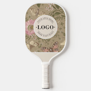 Modern Wildflower Botanical Floral Monogram Logo Pickleball Paddle