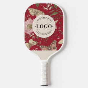Modern Wildflower Botanical Floral Monogram Logo Pickleball Paddle