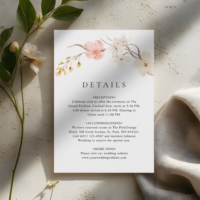 Modern Wildflower Botanical Garden Wedding Details Enclosure Card (Creator Uploaded)