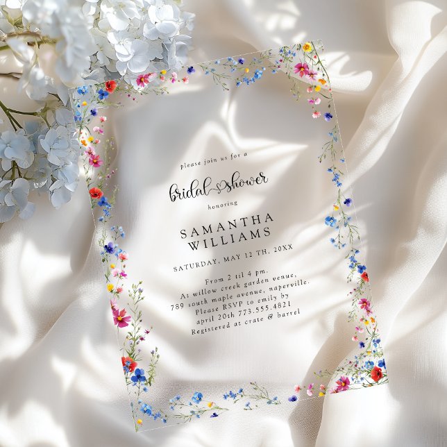 Modern Wildflower Bridal Shower Acrylic Invitations (Modern Wildflower Bridal Shower Acrylic Invitations)