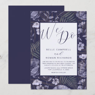 Modern wildflower Dusty Purple Script Wedding  Invitation
