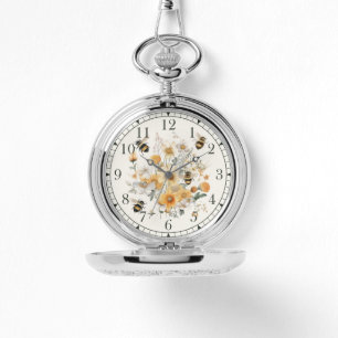 Modern Wildflower Floral Bee Stylish Chic Womans Watch