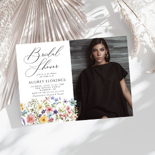 Modern Wildflower Floral photo Bridal Shower Invitation
