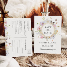 Modern Wildflower Floral Wreath Save the Date