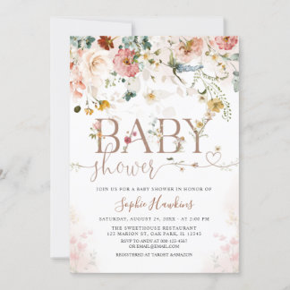Modern WildFlower Garden Flowers Baby Shower Invitation