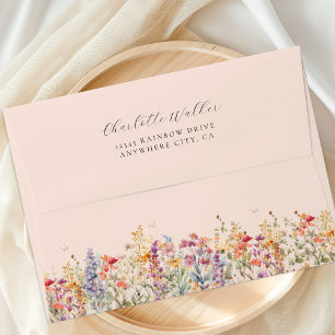 Modern, Wildflower Girl Baby Shower Envelope