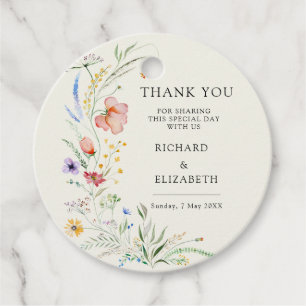 Modern Wildflower Minimal Elegant Wedding Favour Tags