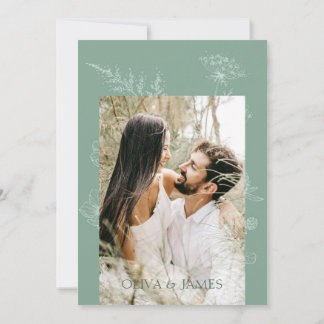 Modern Wildflower Minimal Sage Green Wedding Save The Date