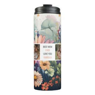 Modern Wildflower Photo Collage – Best Mom Gift Thermal Tumbler