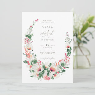 Modern Wildflower Pink Wedding Invitation