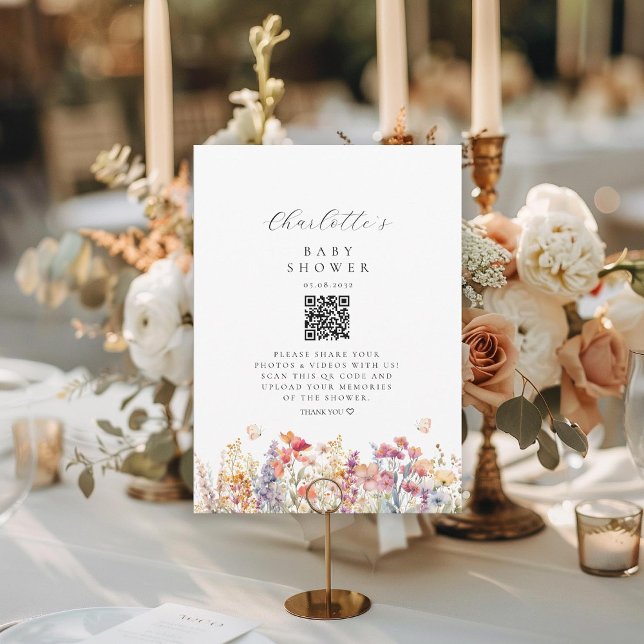 Modern, Wildflower, QR Code, Baby Shower, (Creator Uploaded)