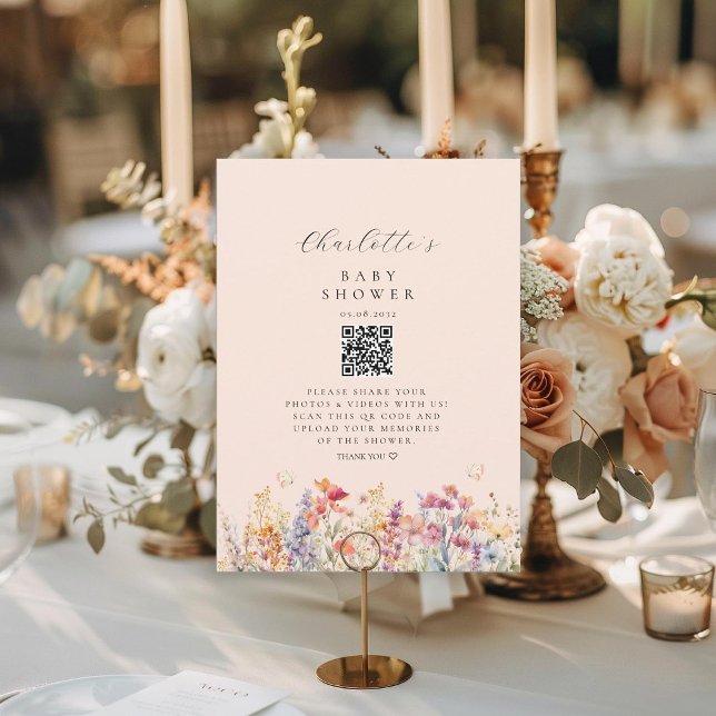 Modern, Wildflower, QR Code, Baby Shower, (Creator Uploaded)
