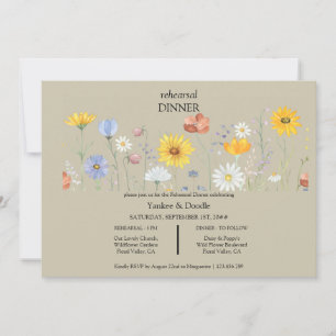 Modern wildflower spring wedding Dinner Invitation