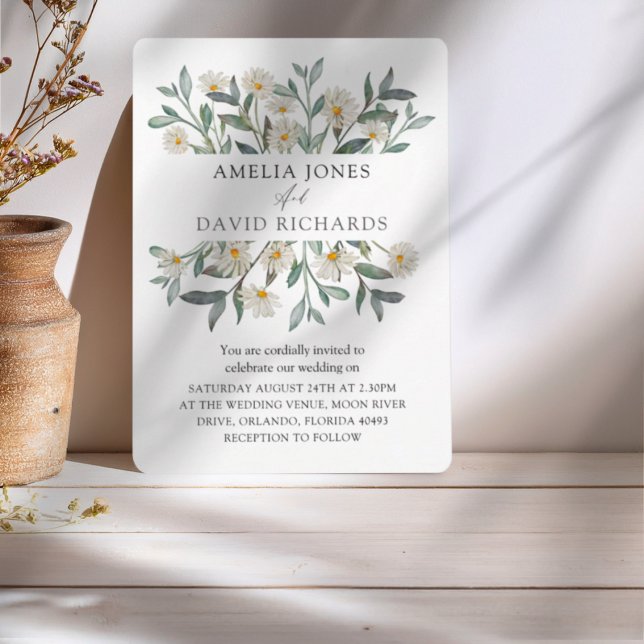 Modern Wildflower Watercolor Floral Wedding Invitation (Creator Uploaded)
