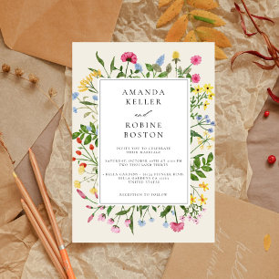 Modern Wildflower Wedding Invitation